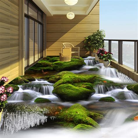 Creek River Waterfall 3d Bathroom Mural Pvc Waterproof Living Room