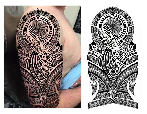 Hummingbird Maori Polynesian Tribal Half Sleeve Tattoo Design Designer