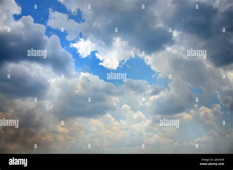 Aerial View Landscape Cloudscape Of Blue Sky And Beautiful Clouds With
