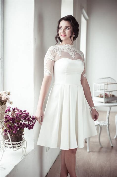 A Line Short Wedding Dress M12 Romantic Wedding Gown Classic Bridal