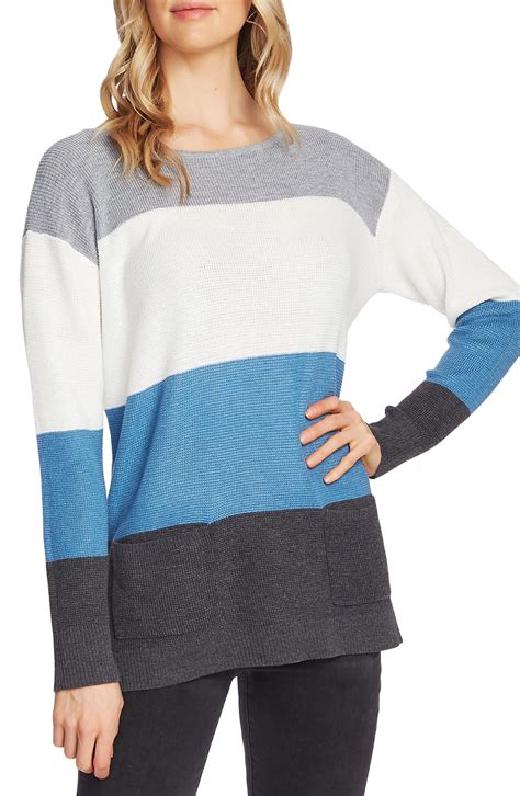 Vince Camuto Colorblock Pocket Sweater In Gray Lyst