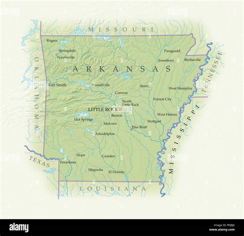 Physical Map Of Arkansas Immagini E Fotografie Stock Ad Alta