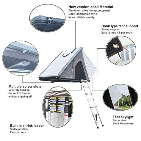 aluminum triangle clamshell hardtop roof top tent 4 person for camping car rooftop tents