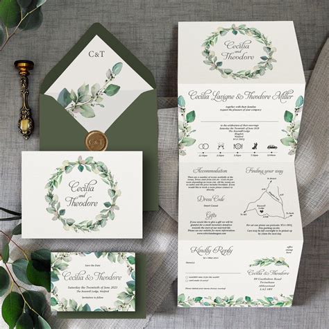 Cecilia Luxury Trifold Wedding Invitations And Save The Date Etsy Uk