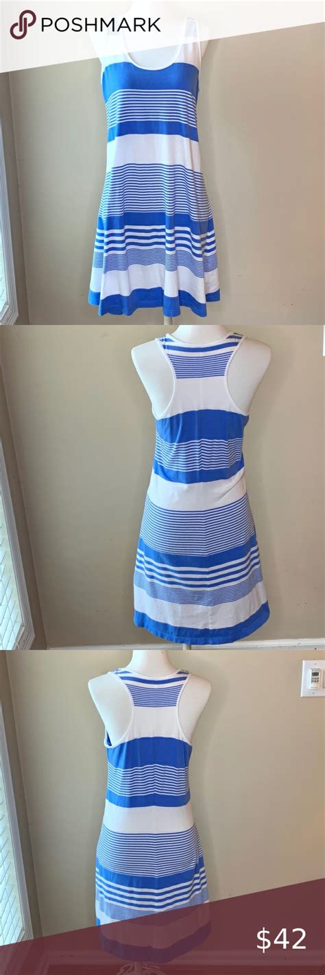 Lilly Pulitzer Blue And White Melle Trapez Dress Cotton Tank Dress