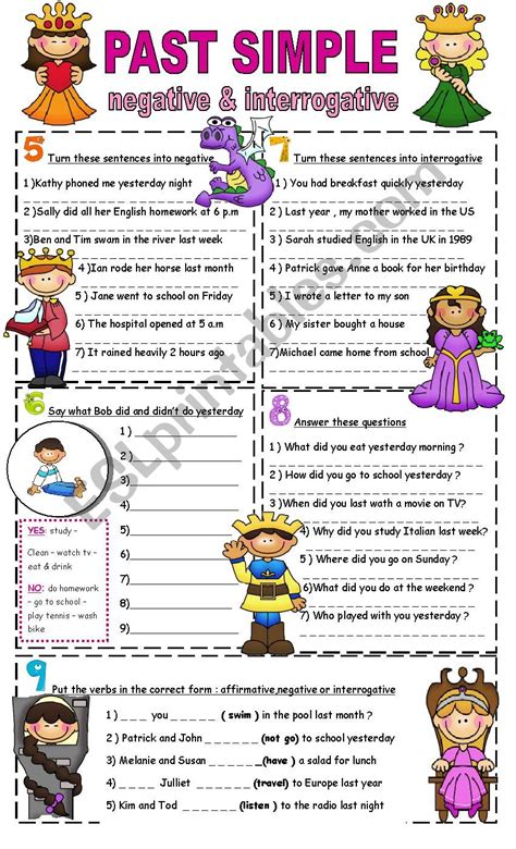 Past Simple Negative And Interrogative English Esl Worksheets For Hot