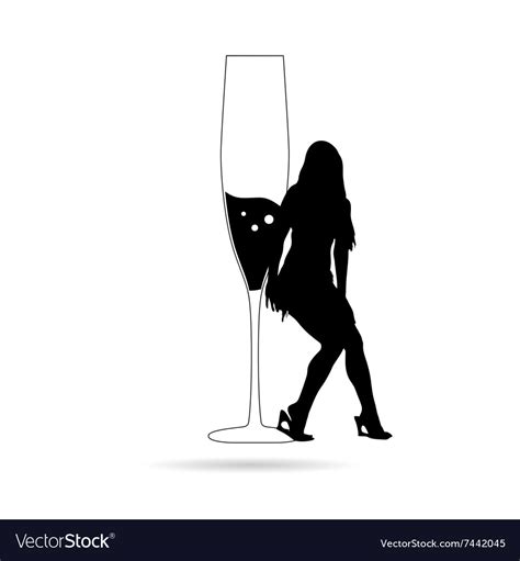 girl silhouette with glass of wine royalty free vector image