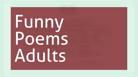 Funny Poems For Adults Only Youtube