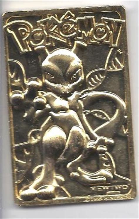 The card is a thick piece of 23 karat gold plated metal in a plastic cover, with a picture on the front and back, and pokédex data on the back. Free: 1999 Gold Plated Metal Pokemon Mewtwo - Trading Cards - Listia.com Auctions for Free Stuff