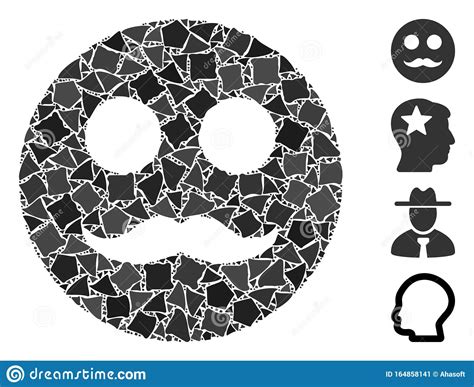 Gentleman Smiley Mosaic Icon Of Irregular Parts Stock Vector