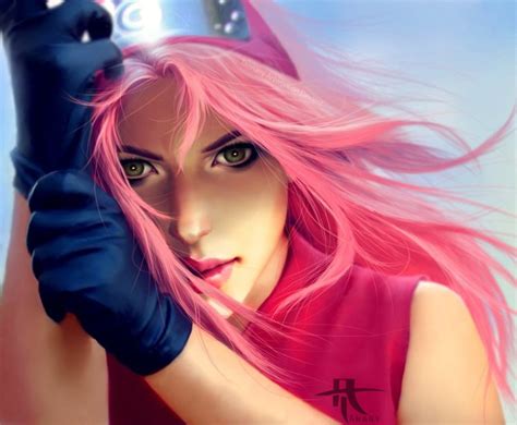 Naruto Haruno Sakura Long Pink Hair Fantasy Face