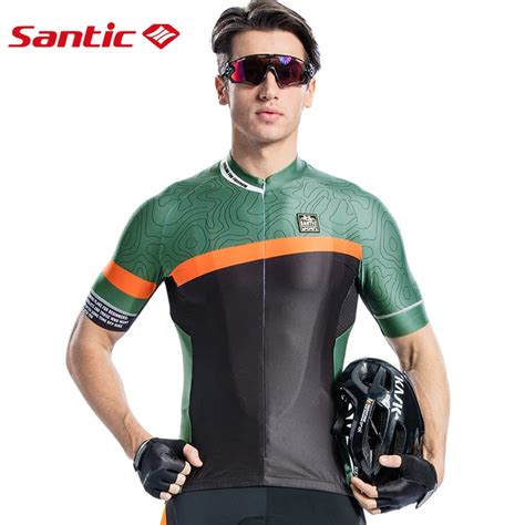 Santic Men Cycling Jersey Short Pro Fit Antislip Short Sleeve Cuff Road Bike Mtb Breathable