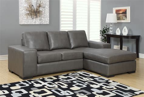 Charcoal Gray Bonded Leathermatch Sofa Sectional From Monarch 8200gy