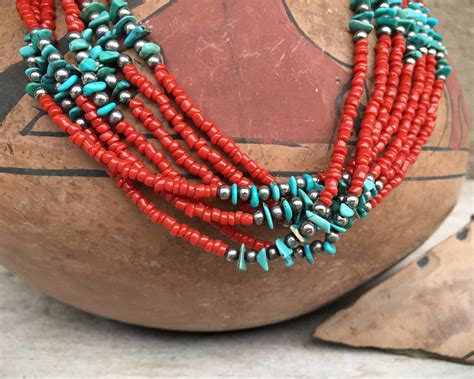 Multi Strand Coral Bead Necklace Sleeping Beauty Turquoise Necklace