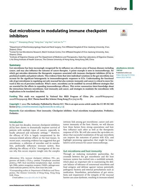 Pdf Gut Microbiome In Modulating Immune Checkpoint Inhibitors
