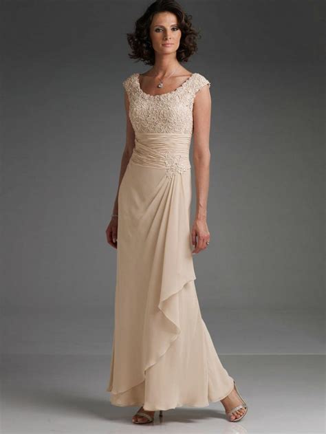 Champagne Mother Of The Bride Gowns Scoop Ruched Champagne Mother