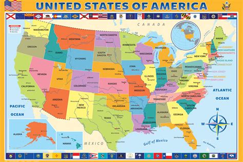 Map Of The United States Of America 24x36 Athena Posters