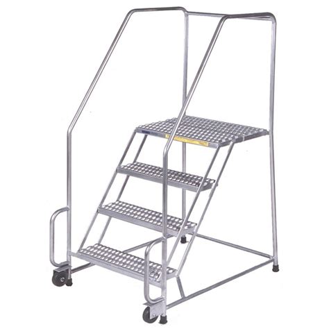 Ballymore Stainless Steel Rolling Ladder Overall Height 93 In Steps 6