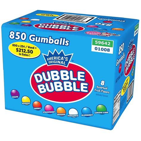 850 Count Gumballs Assorted Flavor Original Dubble Bubble Gumballs