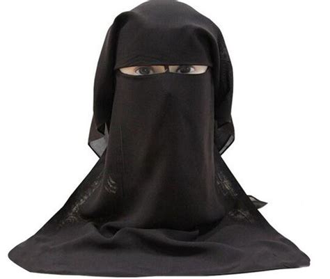 Black Colours Cover Face Hijab 3 Layers Muslim Niqab Burqa Veil Burqa