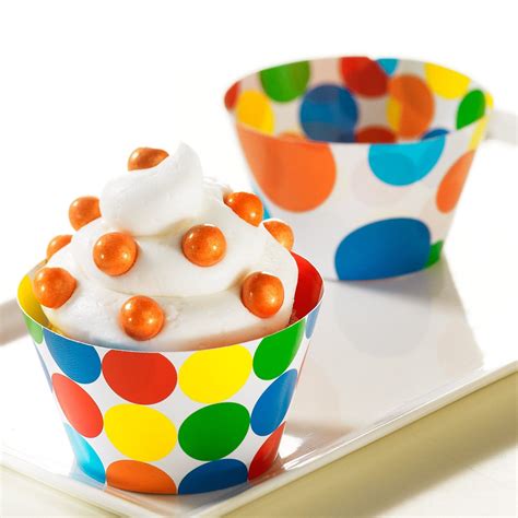 Primary Dots Reversible Cupcake Wrappers Cupcake Wrappers Polka Dot