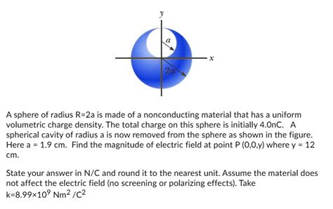 Solved 23 A Sphere Of Radius R 2a Is Made Of A Nonconducting Material