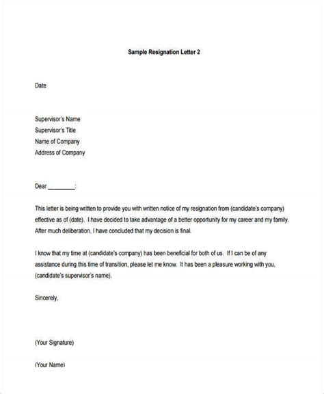 Resignation Letter Format Sample Pdf
