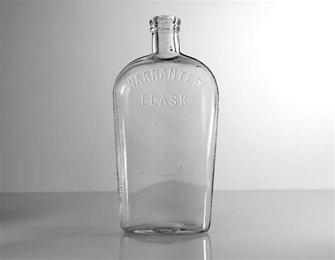 Antique Bottle Warranted Flask Whiskey Flask Clear Glass Cork