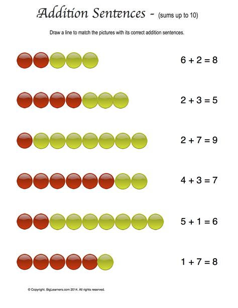 Addition Sentences And Equations First Grade Math Worksheets