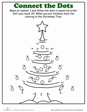 This christmas themed number worksheet is in pdf format and downloadable. Christmas Dot to Dot: Tree | Worksheet | Education.com