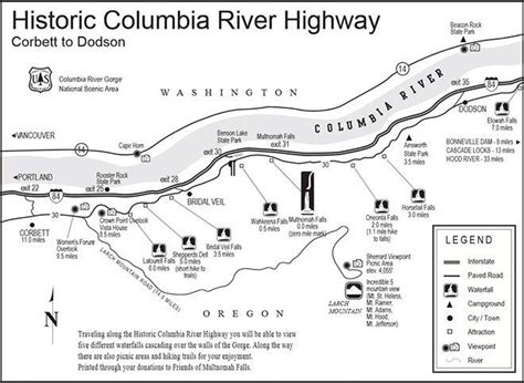 Columbia River Gorge Waterfalls Map Columbia River Gorge Columbia