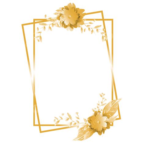 Gold Rectangle Clipart Vector Elegant Classic Flower Gold Rectangle