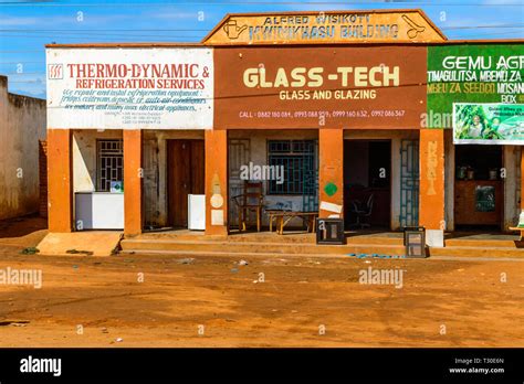 A Colourful Row Of Roadside Shops Lilongwe City Malawi Stock Photo Alamy