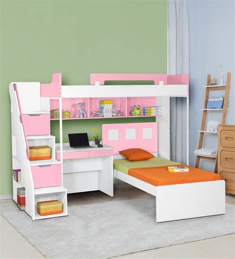 Buy Milano Bunk Bed With Study Table And Chair Set In Pink By Alex Daisy