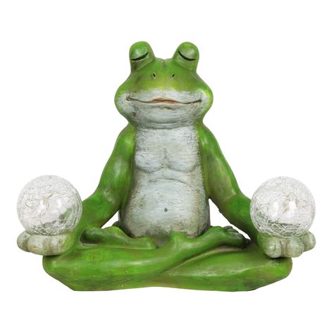 Buy Exhart Solar Yoga Frog Holding 2 Glass Balls Garden Statue Hand