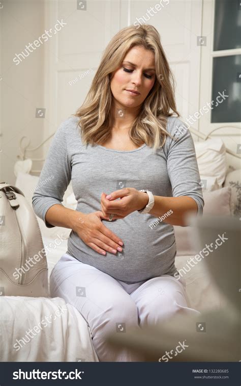 Young Pregnant Woman Looking Her Wrist Stock Photo 132280685 Shutterstock