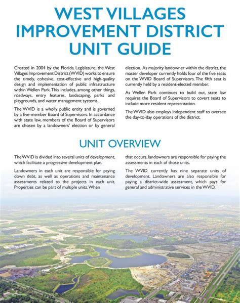 Unit Guide West Villages Improvement District