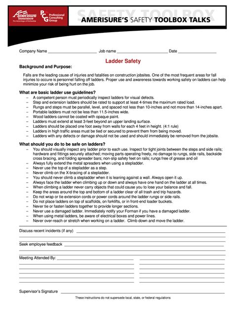 Fillable Online 16 Toolbox Talk Ladder Safetydoc Fax Email Print