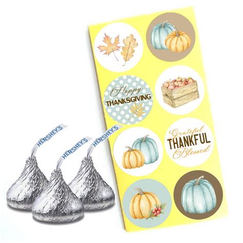 Autumn Thanksgiving Sticker Labels For Hersheys Kisses Chocolates