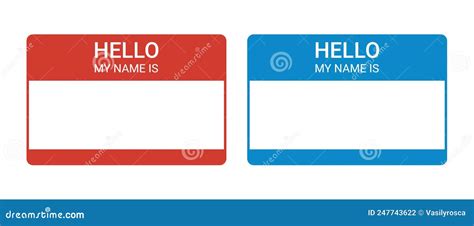 Name Tag Hello Sticker Badge My Nametag Label Vector Hello Card Introduction Blank Sign Stock