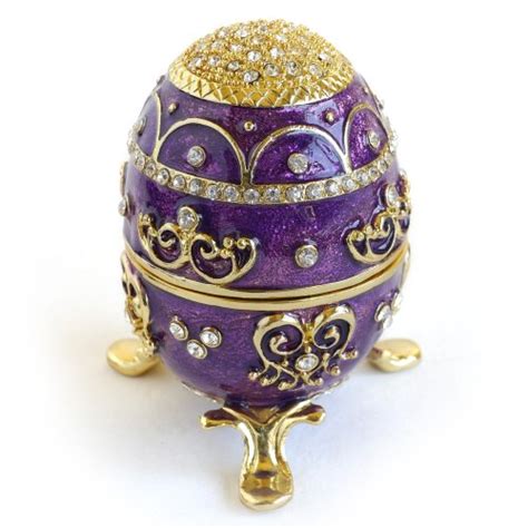 Hand Painted Rich Purple Vintage Style Faberge Egg With Gold Finish