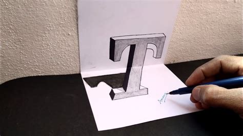 3d Trick Art On Paper Letter T Youtube