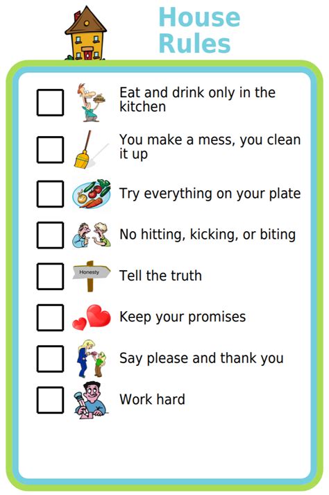 Household Rules Template Printable Kids Entertainment