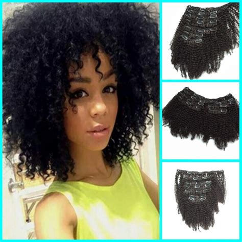 Hot Peruvian Afro Kinky Curly Hair Clip Ins For Black
