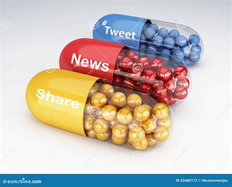 3d Pills With Social Media Stock Illustration Illustration Of Hand