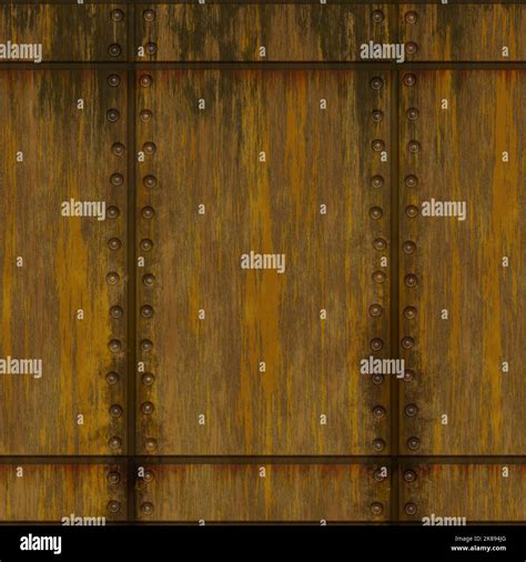 Rusty Riveted Metal Plates Wall Covering Seamless Texture Rusty Color