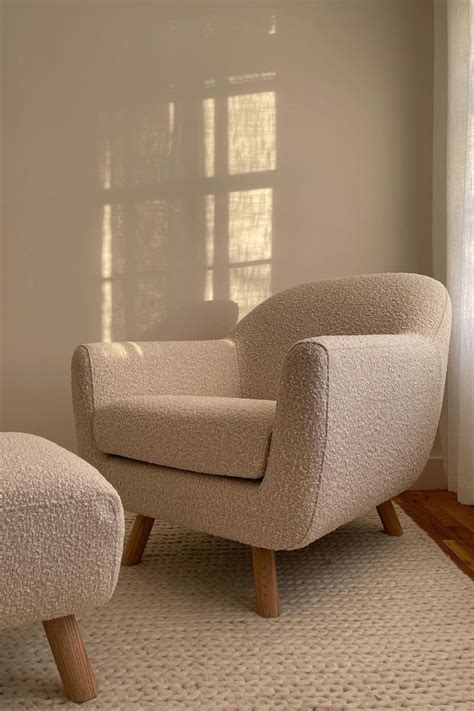 Gabriola Ivory Bouclé Lounge Chair Bedroom Decor For Teen Girls Mid