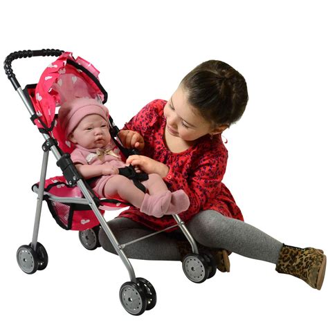 The New York Doll Collection My First Doll Stroller With Basket And Heart