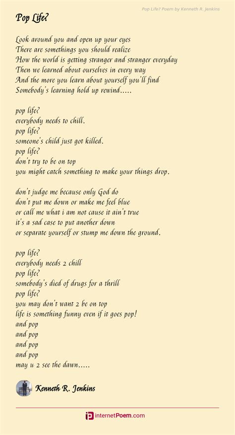 Pop Life Poem By Kenneth R Jenkins