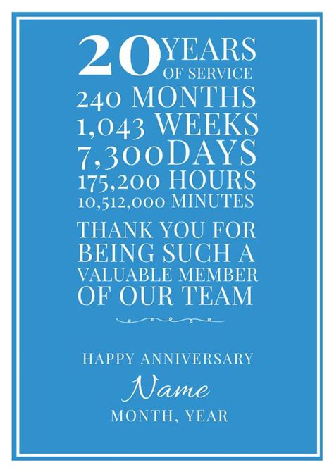 Congratulations messages to boss on work anniversary. Work Anniversary Gift 20 Years Customizable Digital | Etsy